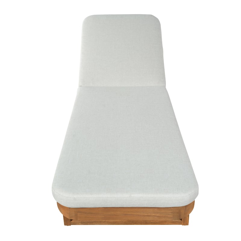 Christopher Knight Home - Milos Outdoor Acacia Wood Chaise Lounge with Adjustable Backrest & Water Resistant Cushioned Seat