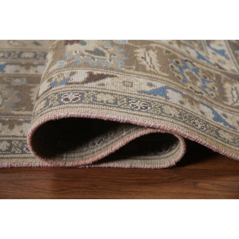 Hand Knotted Oriental 100% Wool Carpet Traditional Floral Beige & Ivories Tabriz Area Rug - 12' 8'' X 9' 8''