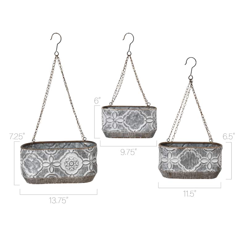 Hanging Galvanized Nesting Metal Hang Planters Set of 3