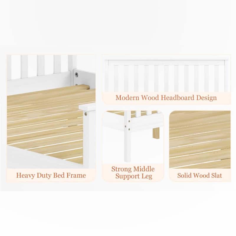 Twin Wooden Platform Bed with Corner