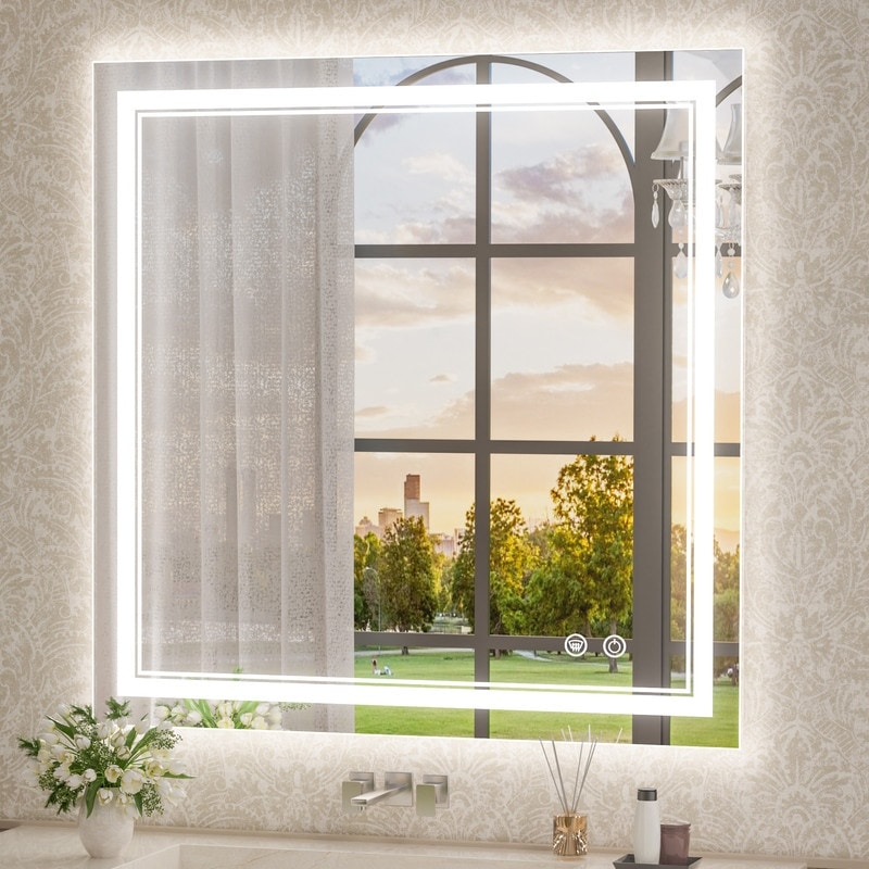 KEONJINN LED Lighted Bathroom Vanity Mirror 3 Colors Lights Wall Mirror