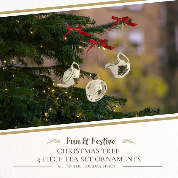 Spode Christmas Tree 3 Piece Tea Set Ornaments