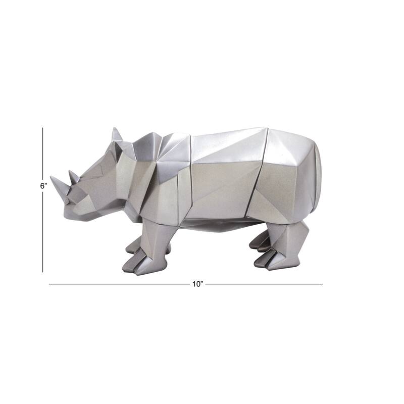 Polystone Rhino Decorative Sculpture - Silver - CosmoLiving by Cosmopolitan
