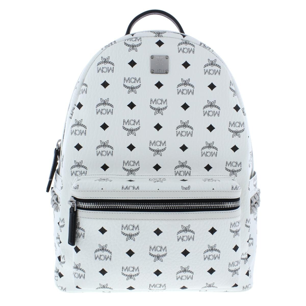 white and gold mcm backpack