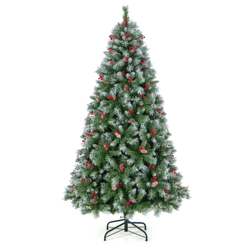 6.5 FT Hinged Christmas Tree with PVC Branch Tips and Warm White LED Lights