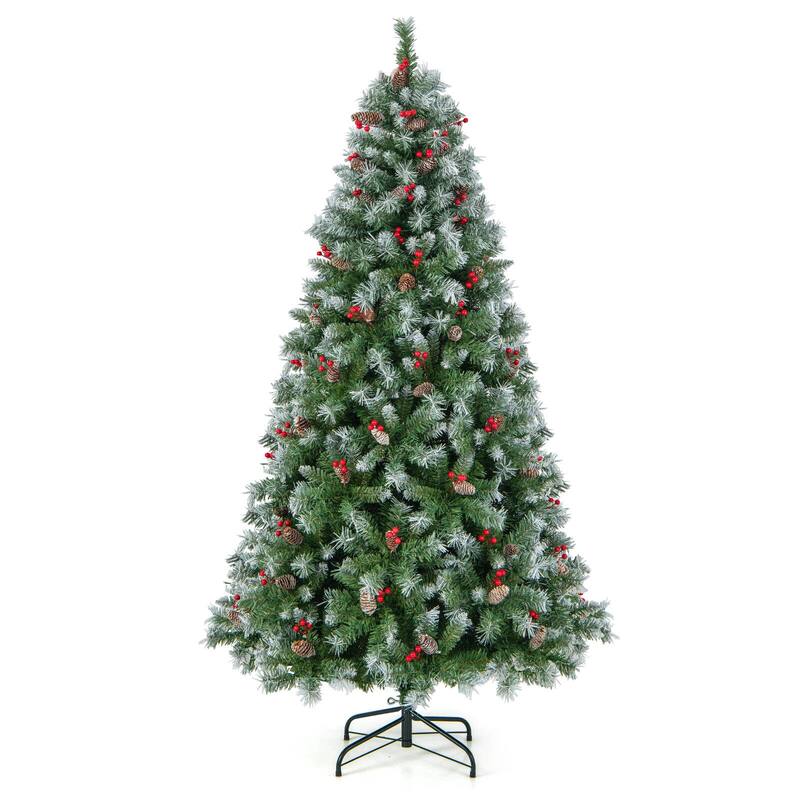 6.5 FT Hinged Christmas Tree with PVC Branch Tips and Warm White LED Lights
