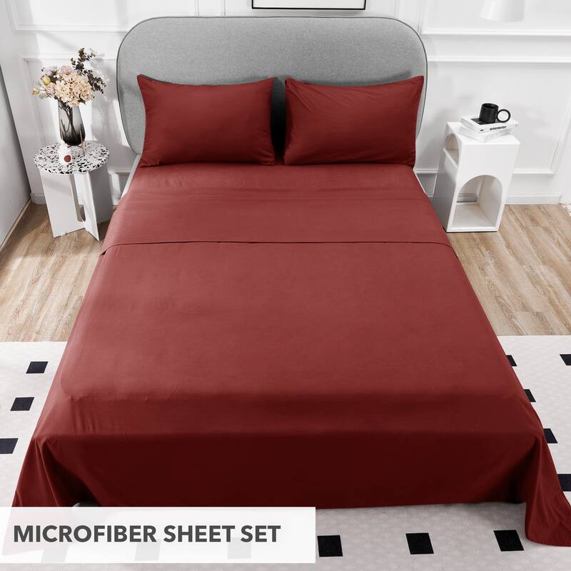 Deconovo 4-Piece Ultra-Soft Bed Sheet Set, 1800 Thread Count, Deep Pockets