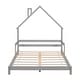 preview thumbnail 35 of 52, Pine Wood House-Shaped Headboard Floor Bed with Handrails