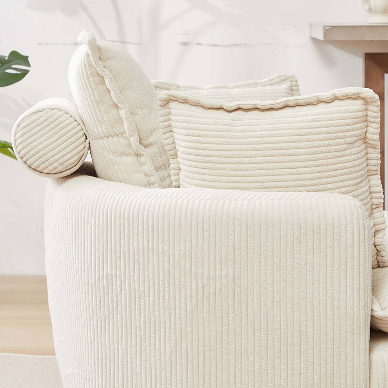 Oversized Swivel Chair with moon storage ottoman