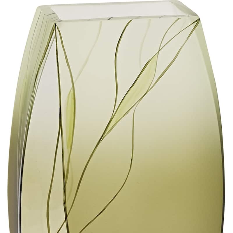 HomeRoots 12" Green Abstract Lead Free Crystal Table Vase