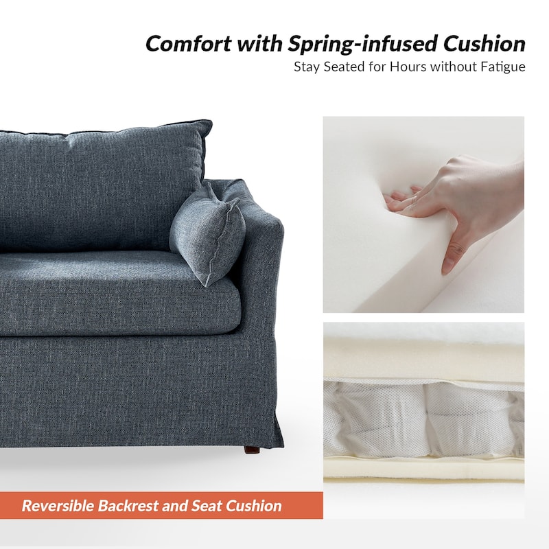 Sophie Modern Oversized Slipcovered Armchair and Ottoman with Lockable Rear Wheels by HULALA HOME