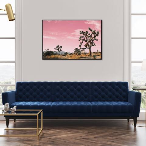Oliver Gal 'Joshua Tree Pink II' Nature and Landscape Wall Art Framed Canvas Print Desert Landscapes - Pink, Brown