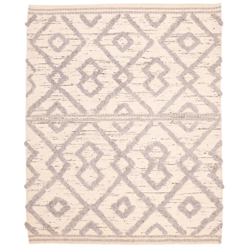 ECARPETGALLERY Hand-knotted Looma Cream Wool Rug - 8'3 x 10'3