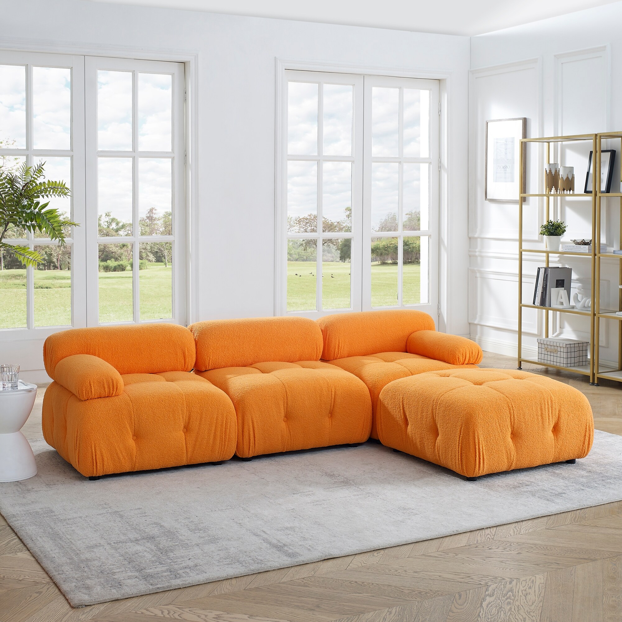 Teddy Fabric Modular Sectional Sofa Set for Living Room w Pillow
