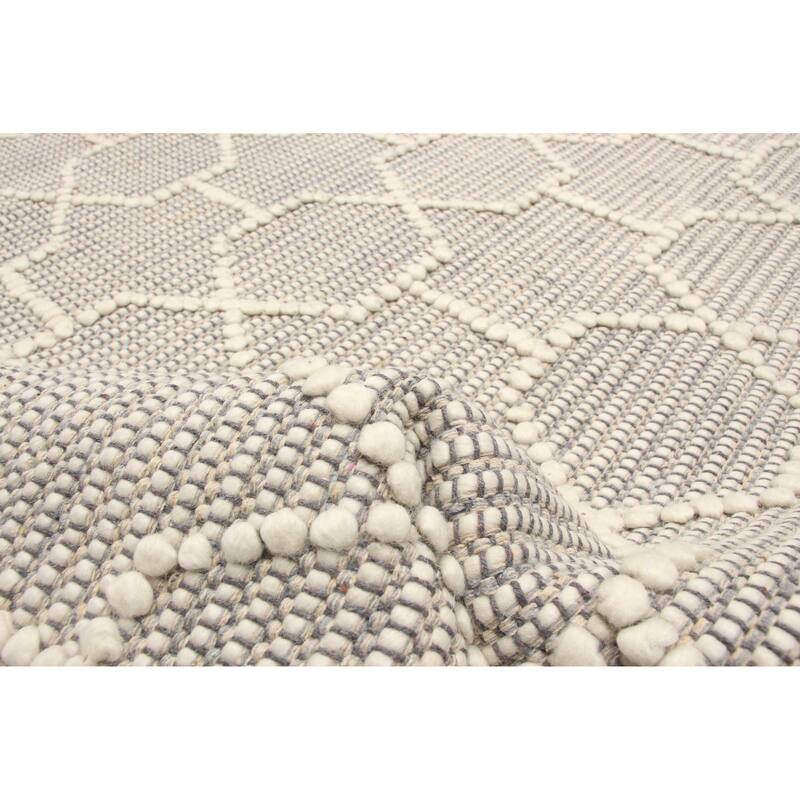 ECARPETGALLERY Braid weave Sienna Grey Wool Rug - 4'11 x 7'9