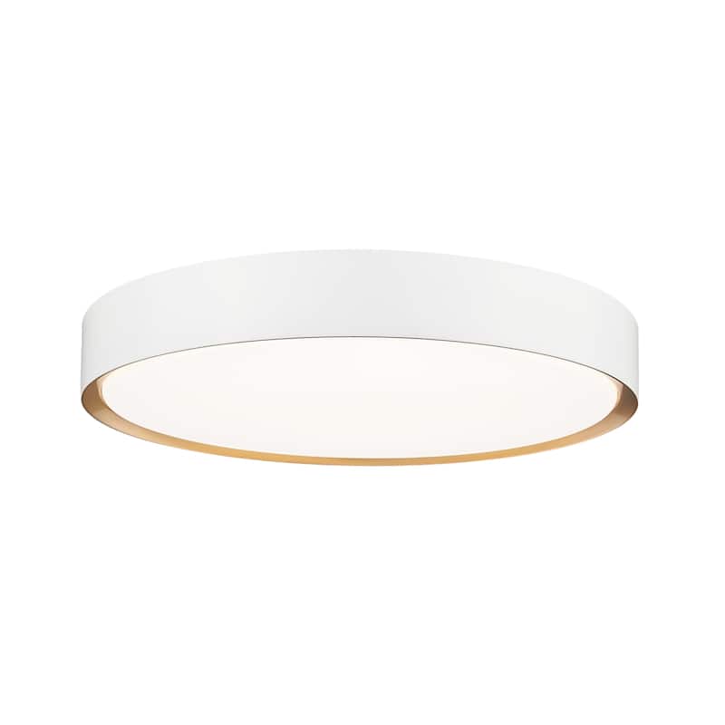 Z-Lite 1014F20-LED Kawan 20" Wide Flush Mount Drum Ceiling Fixture - Matte White / Modern Gold
