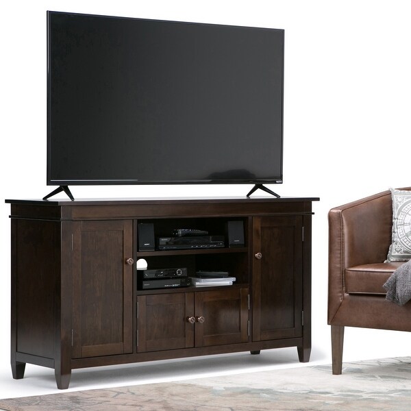 WYNDENHALL Sterling SOLID WOOD 54 inch Wide Contemporary TV Media Stand For TVs up to 60 inches. Opens flyout.