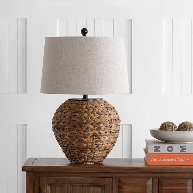 Elicia 24.5" Banana Leaf Basket LED Table Lamp, Natural by JONATHAN Y