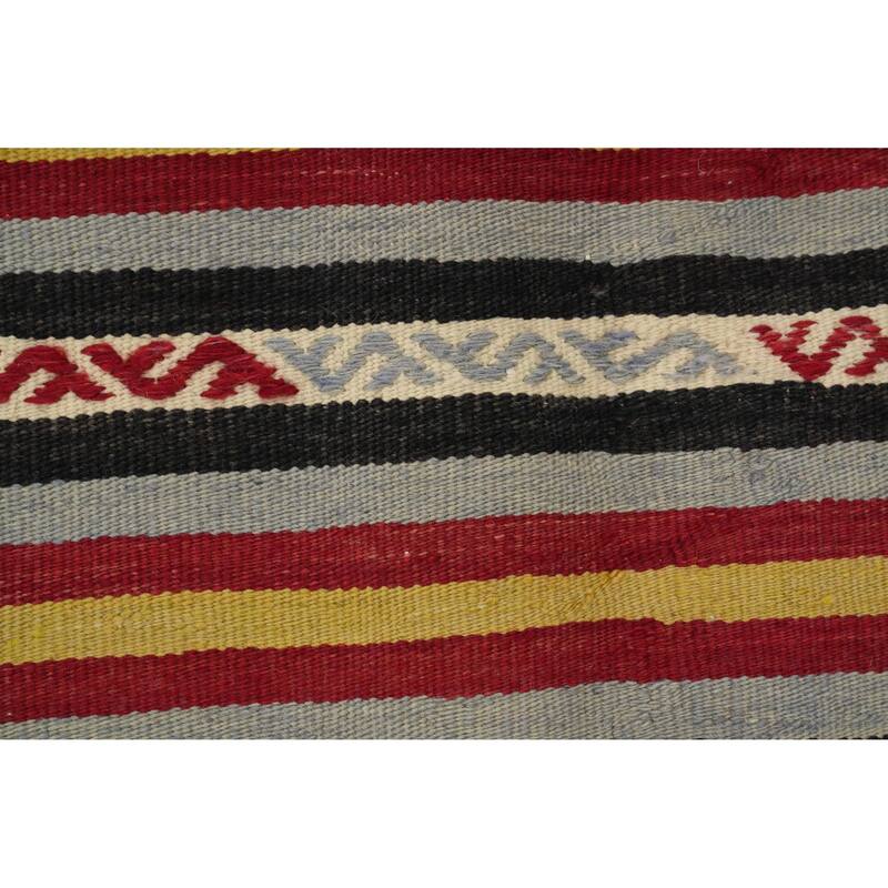 Hand Woven Oriental 100% Wool Carpet Southwestern Tribal Multi-Colored Kilim Area Rug - 9' 8'' X 4' 11''