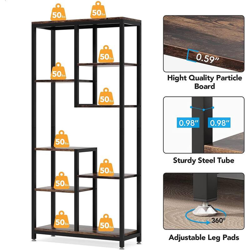 6-Tier Tall Bookshelf Bookcase for Home Office
