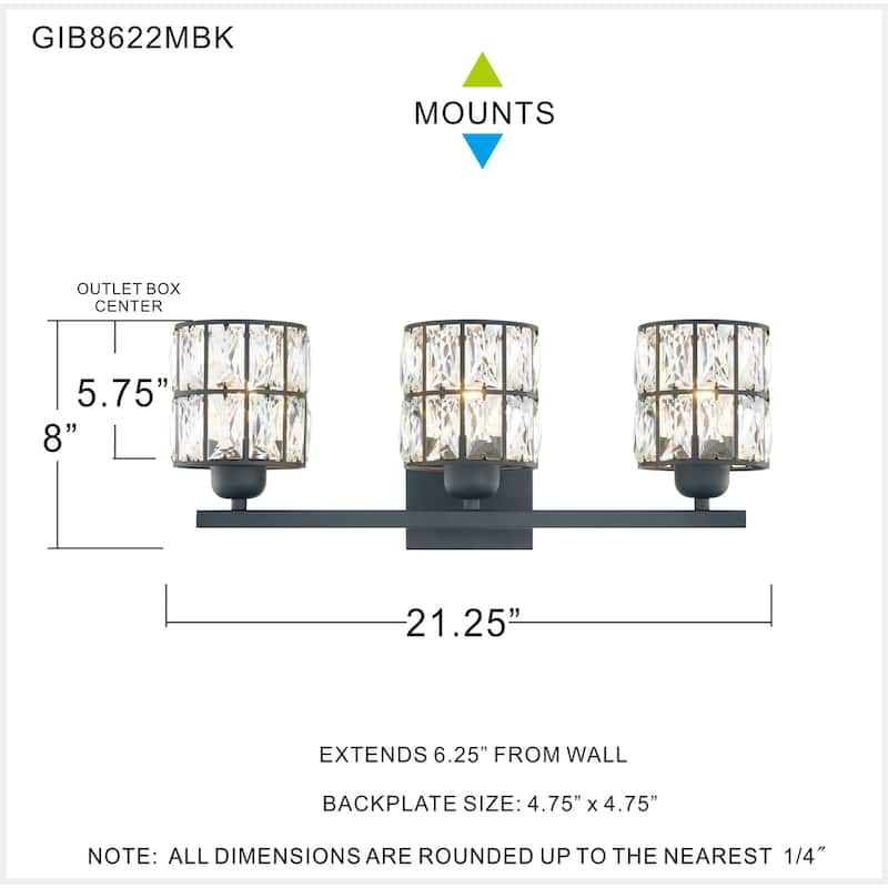 Quoizel Gibson Matte Black 3-light Bath Light