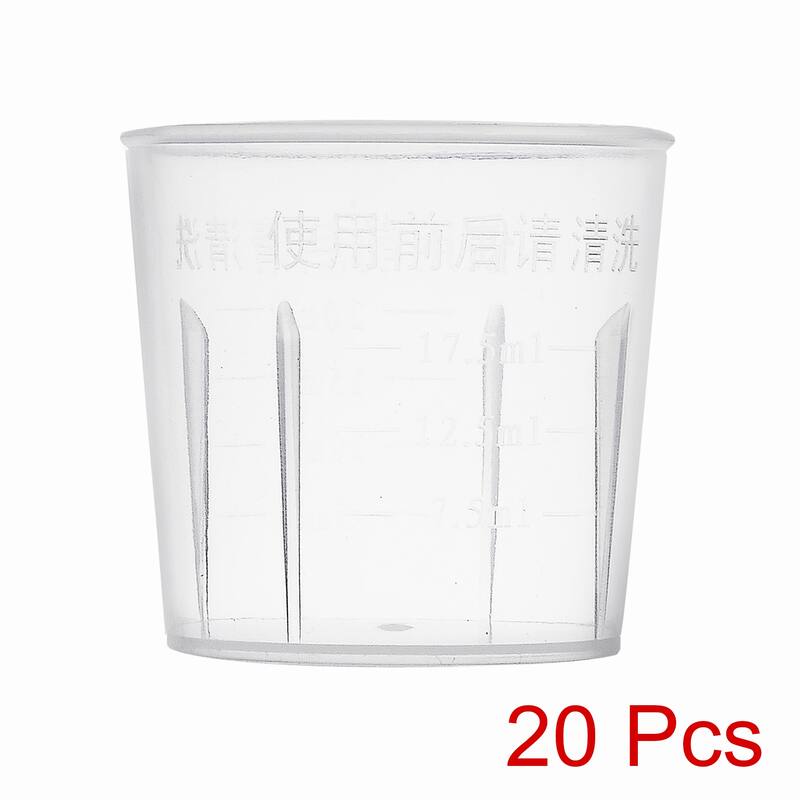20pcs Measuring Cup Labs PP Plastic Graduated Beakers 20ml - Transparent - Transparent