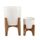 preview thumbnail 1 of 3, Mid-Century 10" & 6.6" Cathedral Ceramic planter on Stand ， SET OF 2