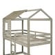 preview thumbnail 8 of 7, Antique Gray Playhouse Inspired Twin-Over-Twin Bunk Bed with Roof and Window