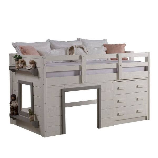 Sweet Dreams Twin Size White Grey Low Loft Bed On Sale Overstock 28167472