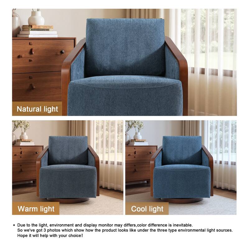 Chenille Modern 360°Swivel Barrel Chair Round Base