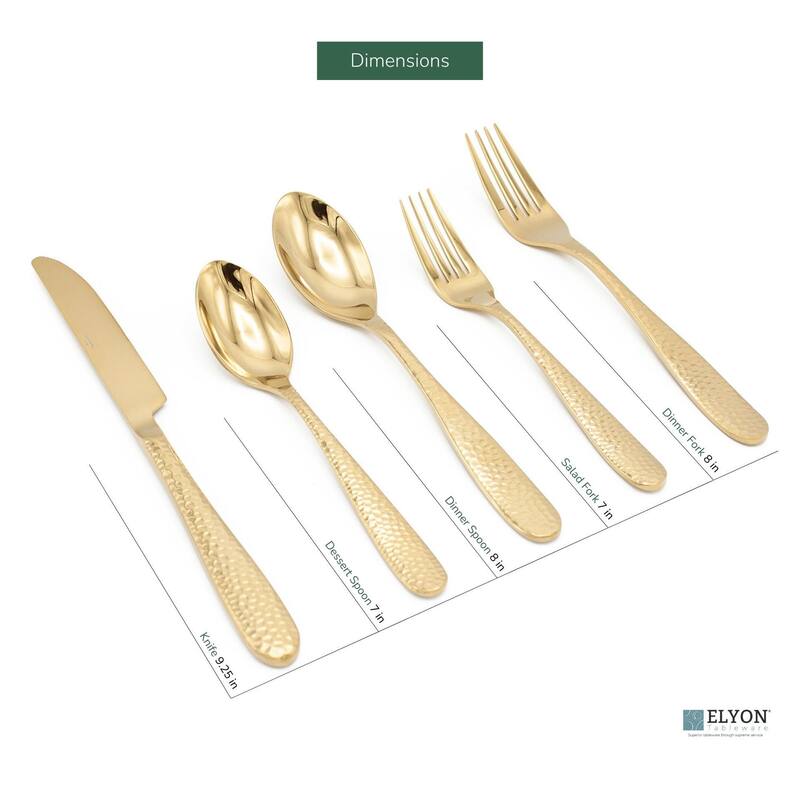 Elyon Carroll Hammered Reflective 20-Piece Flatware Set Stainless Steel