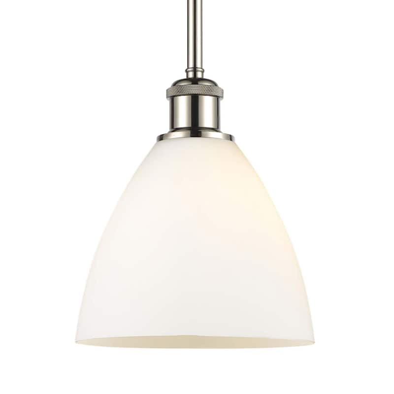 Innovations Lighting 516-1S-10-8 Bristol Pendant Bristol Glass 8" Wide - Polished Nickel / Matte White