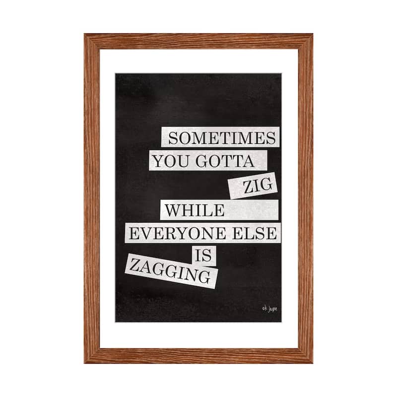 iCanvas "Sometimes You Gotta Zig" by Jaxn Blvd. - Walnut - 24x16x1