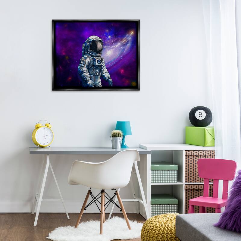 Stupell Astronaut with Swirling Galaxy Framed Floater Canvas Wall Art Design By Jesse Keith