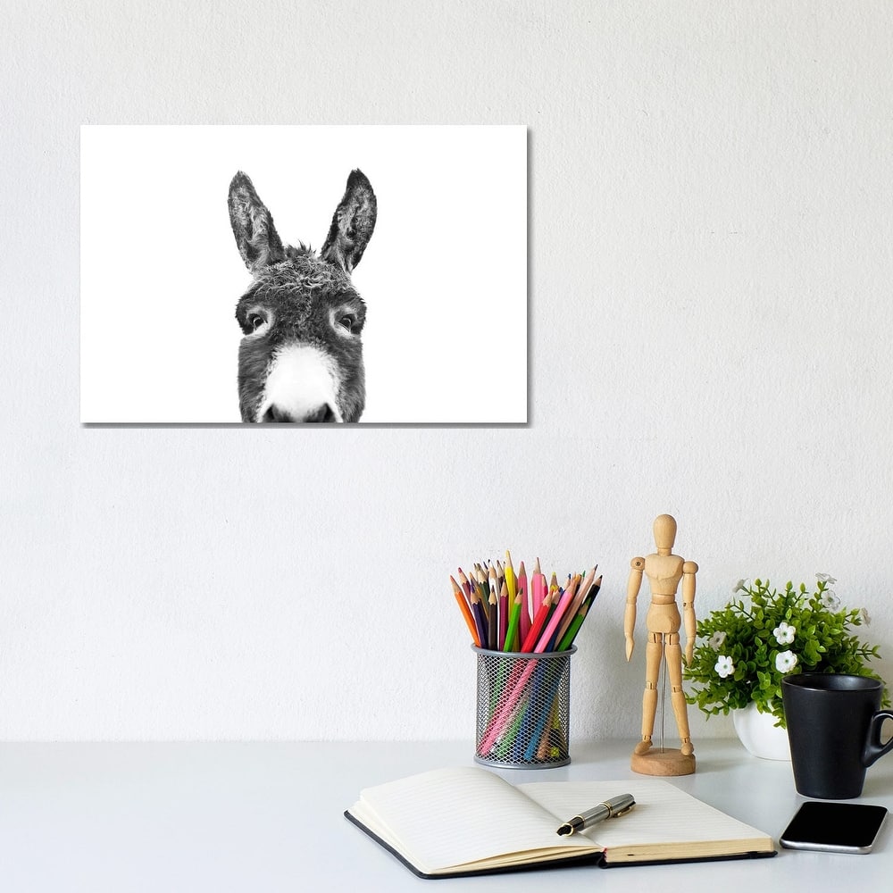 iCanvas "Peeking Donkey In Black & White" by Sisi & Seb Canvas Print