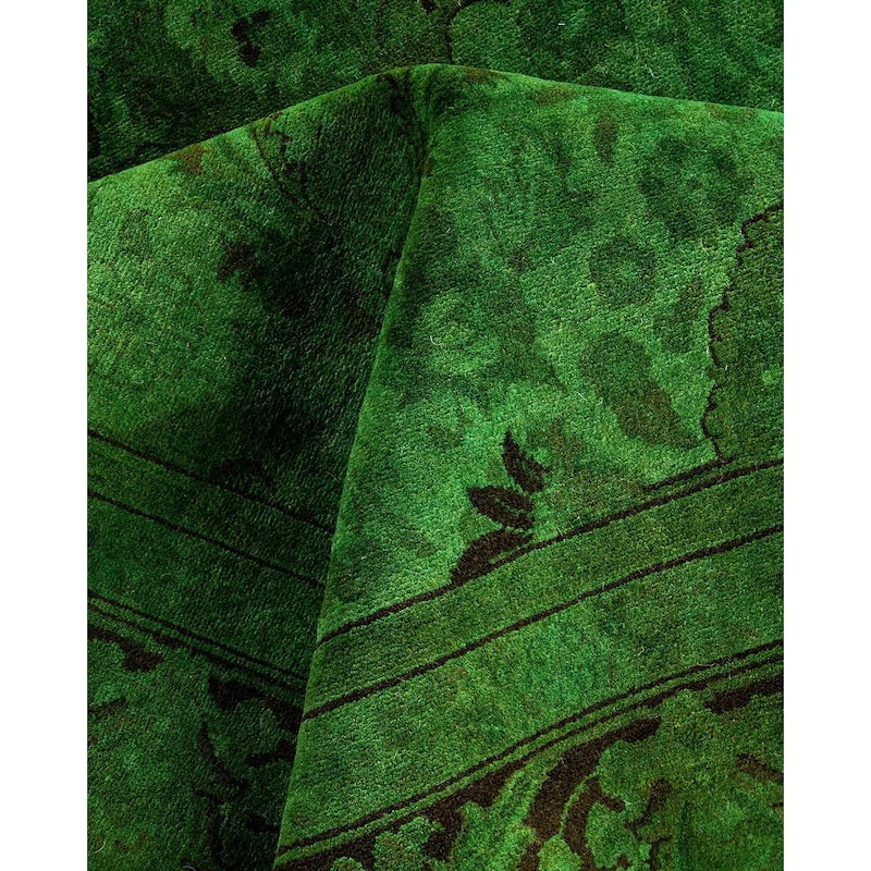 Overdyed, One-of-a-Kind Hand-Knotted Area Rug - Green - 5' 1" x 5' 6"
