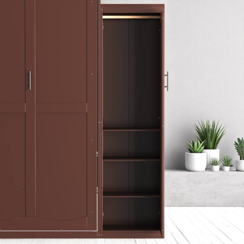 Full/Queen Murphy Bed with 2 Wardrobes and Shelf, Foldable Wall Bed Frame with Storage for Guest Room or Bedroom