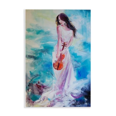 Stupell Elegant Woman with Violin Wall Plaque Art Design By Lucille Lee
