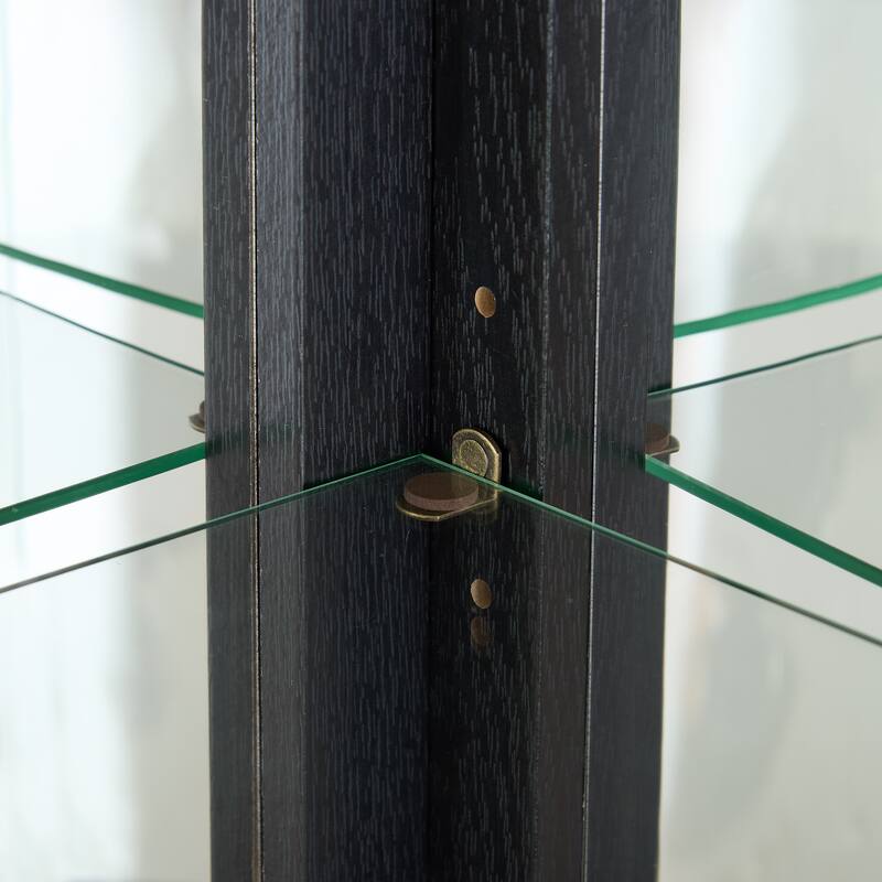 69.84" H Elegant Corner Storage Curio Cabinet with Built-in Lighting