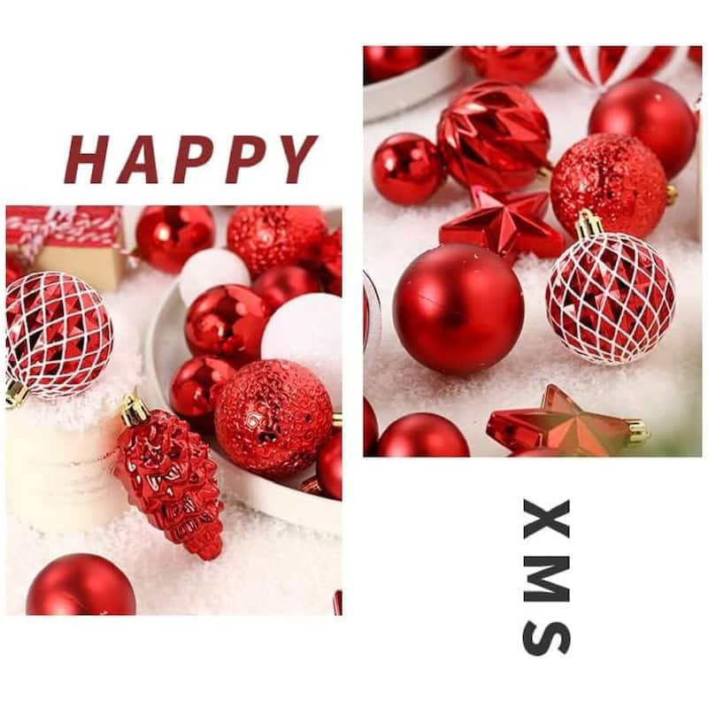 65 Pcs Christmas Decoration Ball Ornaments Set for Holiday Party Wedding - N/A