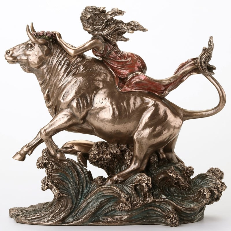 9.45 inches Width Cold Cast Bronze the Abduction of Europa Bronze Finish Figurine