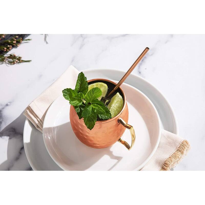 Moscow Mule Mugs Bar Accessories Drinking Cups 14 oz - 8 Pieces - 4 Cups & 4 Straws