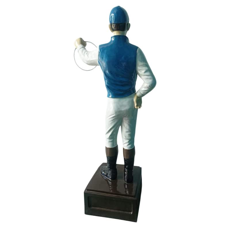 Classic Lawn Jockey Blue White Sleeves Garden Statue
