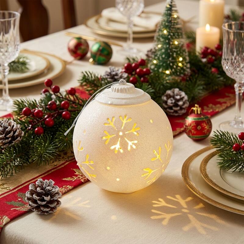 5" LED Lighted White Snowflake Cut-Out Hanging Christmas Ornament