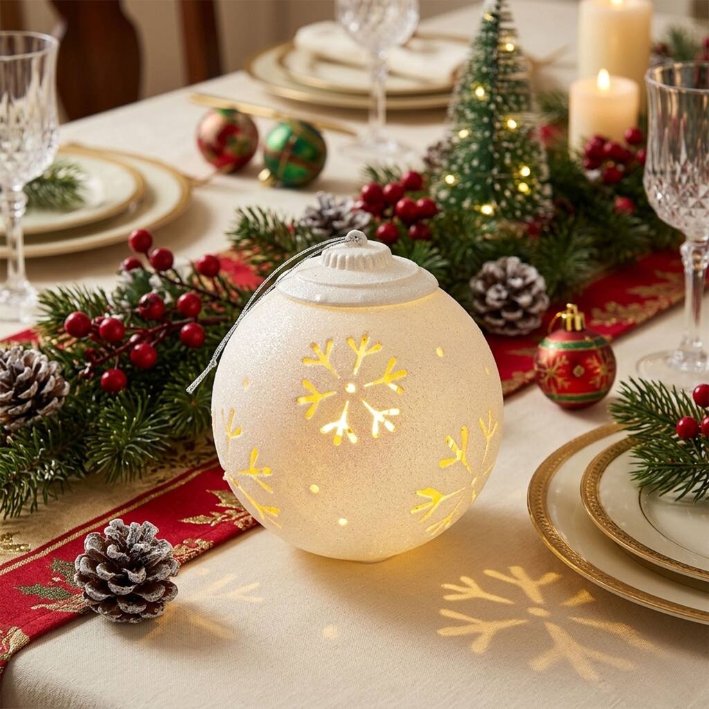 5" LED Lighted White Snowflake Cut-Out Hanging Christmas Ornament