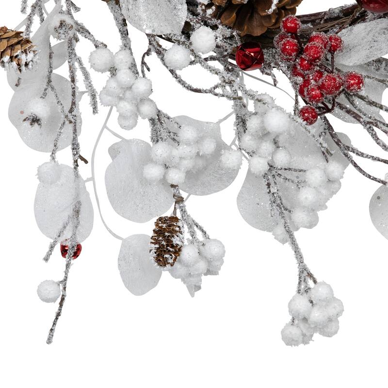 Berries and Snowflakes Artificial Christmas Wreath - 24" - Red and White - Unlit
