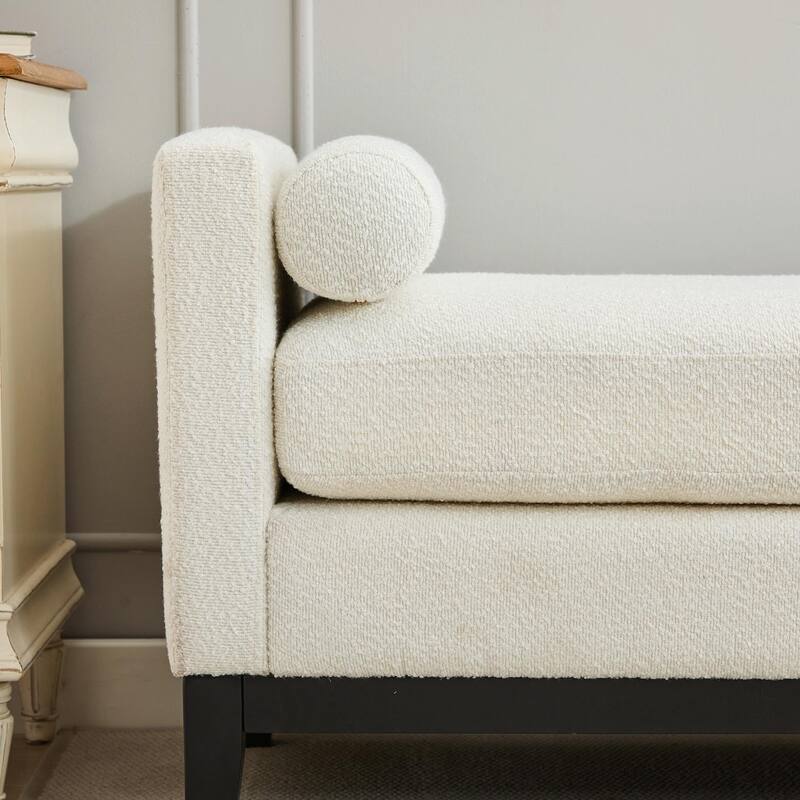 ​66" Upholstered Storage Bench - PU with Bolster Pillows