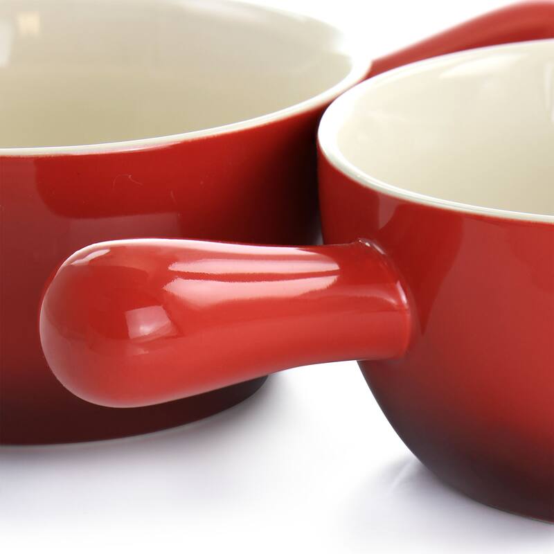 Crock Pot 2 Piece Stoneware 22oz Soup Bowl Set with Long Handle in Gradient Red - 30 Ounce