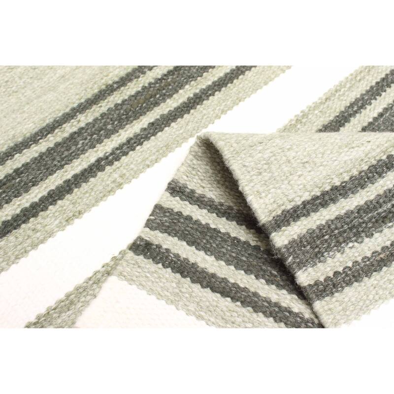 ECARPETGALLERY Flat-Weave Ankara FW Light Green Wool Kilim - 5'2 x 7'8