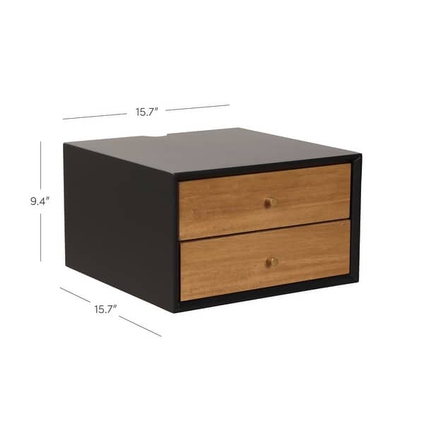 dimension image slide 11 of 14, Nathan James Harper 2-Drawer Mid-Century Side Table
